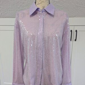 Sequin Button Down Blouse